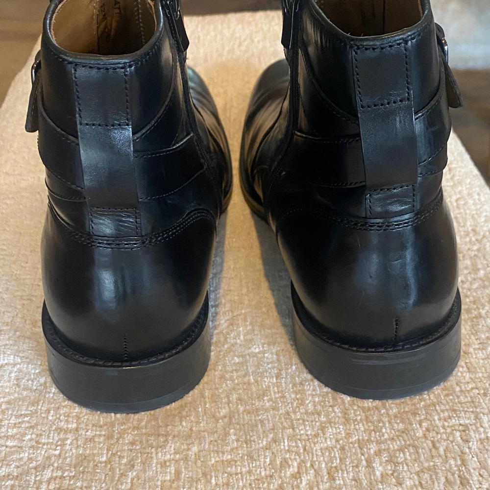 Johnston & Murphy Black Leather  Boots with Side Buckle size 12M - Picture 3 of 8